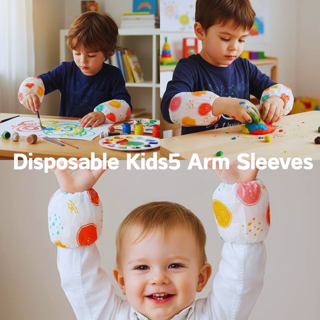 Disposable Kids Arm Sleeves--Waterproof Toddler Sleeve Protectors, Protective Oversleeves for Eating, Painting, Arts & Crafts, Arm Covers for Children - Superwow